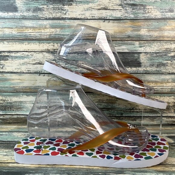 BRIGHTON Womens Flip Flop Sandal Size 10 Multicolored Hearts Rubber Casual Thong - Picture 1 of 11